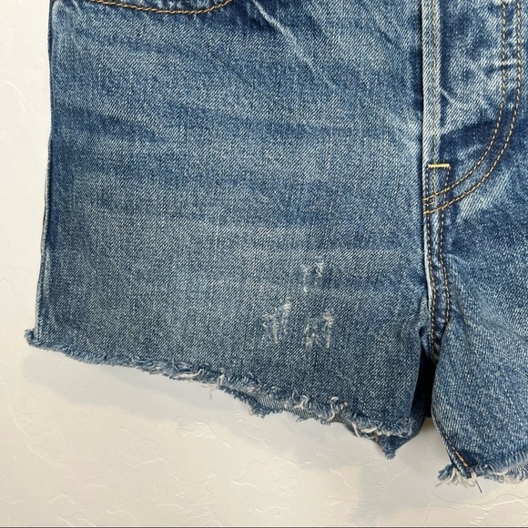 Levi’s Button Fly Cutoff Jean Shorts Size 25 Leather Patch - Picture 3 of 8